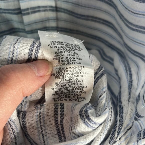 WEATHERPROOF NWT Washable Linen Blue Stripe Button Down Shirt Preppy Size S - Picture 11 of 13